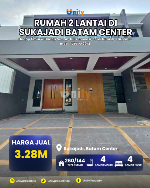 RUMAH 3.28M, 2 LANTAI DI SUKAJADI BATAM CENTER