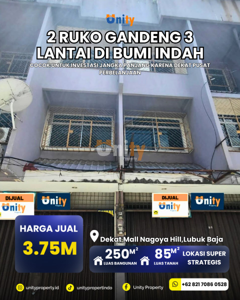2 ruko gandeng 3 lantai di bumi indah