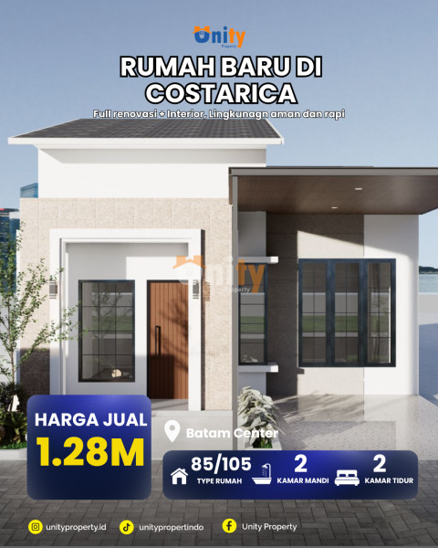 RUMAH BARU 1 LANTAI COSTARICA BATAM CENTER FULL RENOV